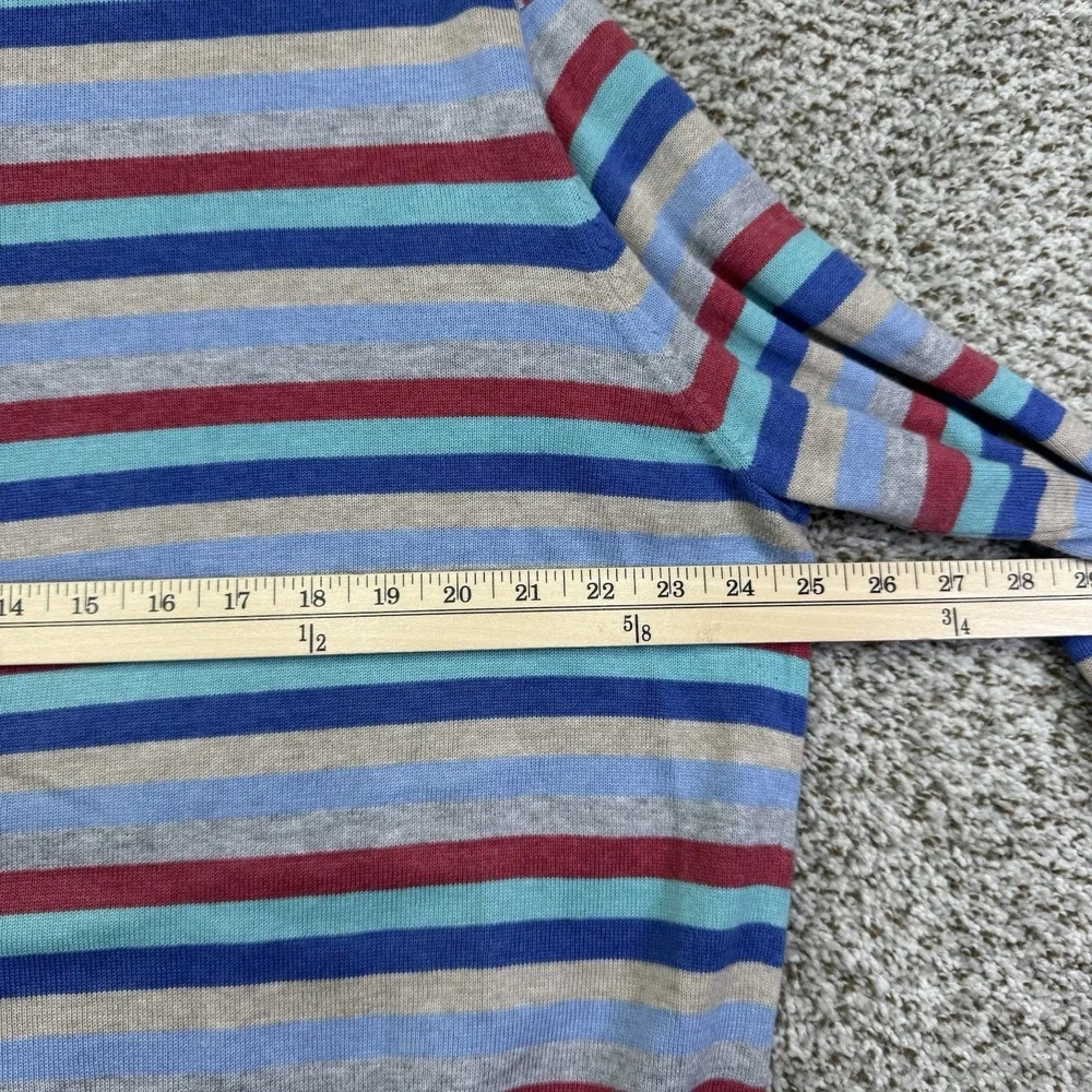 Peter Millar Sweater Men's Large Striped 1/4 Zip Pima Cotton Silk Cashmere Knit - Picture 13 of 15